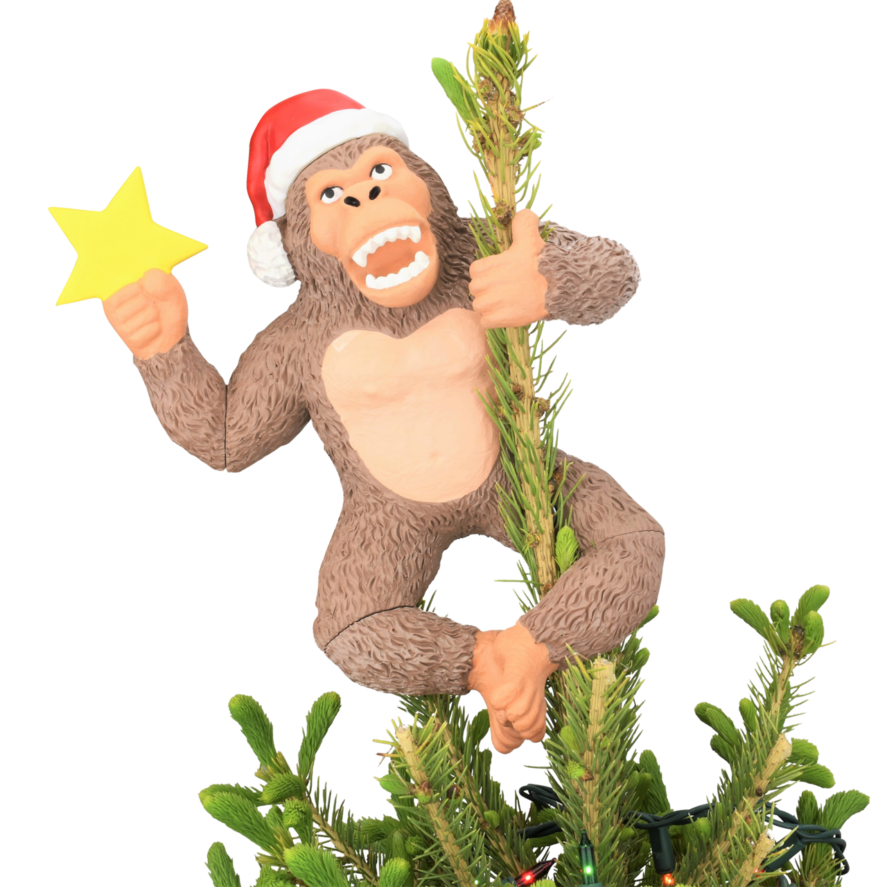 King Kong Climbing The Tree Funny Christmas Tree Topper - Large 10&#x22;